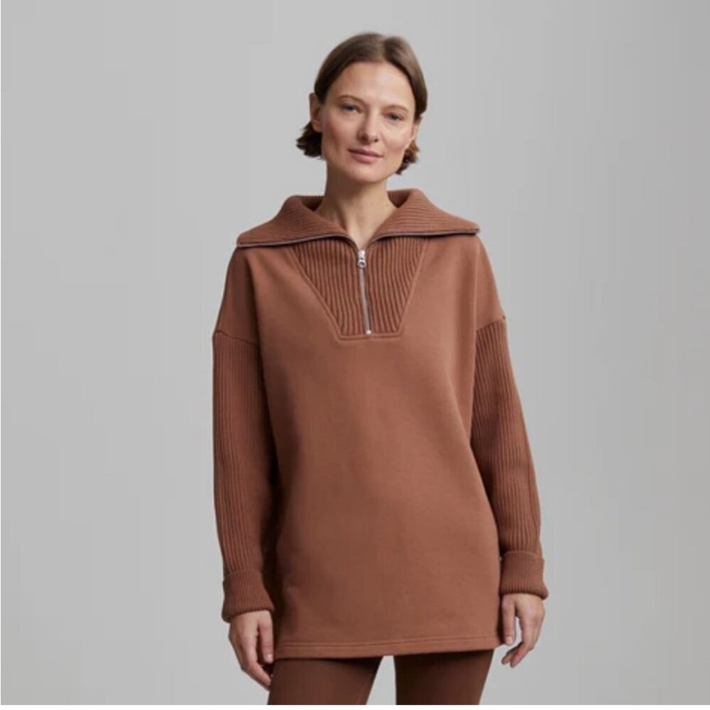 NWT VARLEY owens half zip sweater in Carob Brown